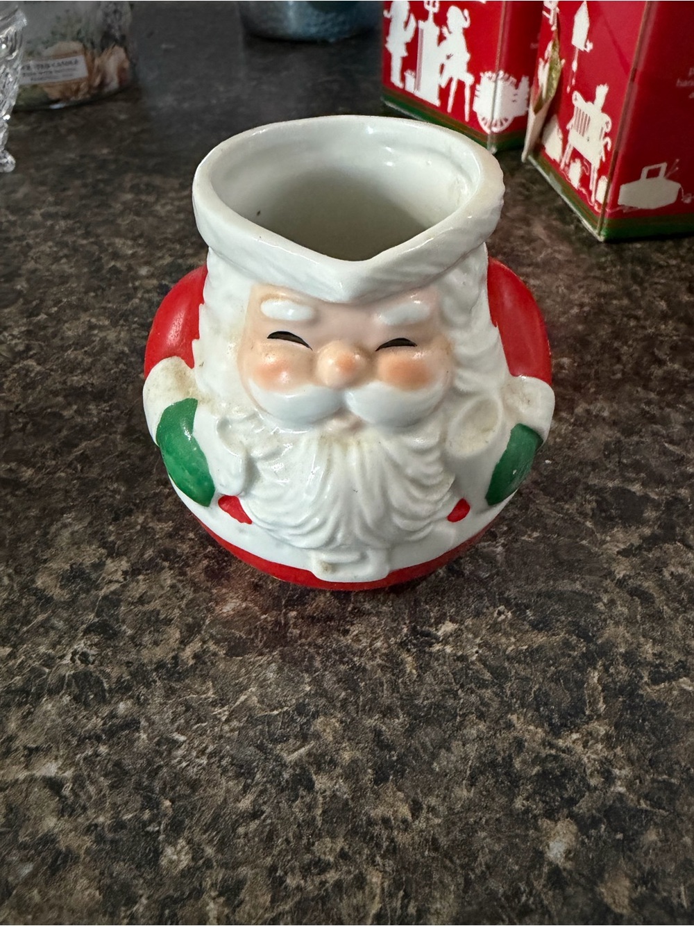 Vintage Avon Claus & Company Red and White Santa Creamer & Mrs. Claus Sugar Bowl - Picture 3 of 11